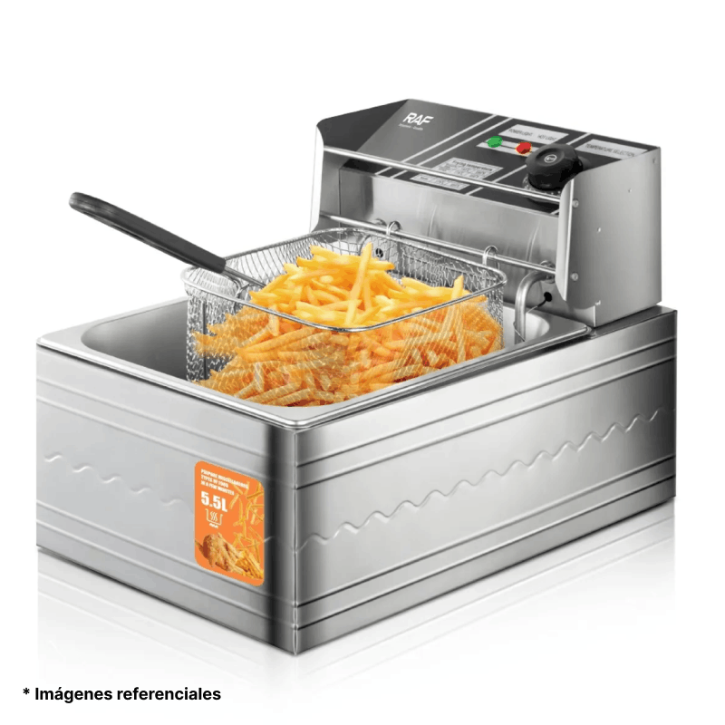 Freidora Electrica Profunda En Aceite RAF De Acero Inoxidable De 6 Lt R5220