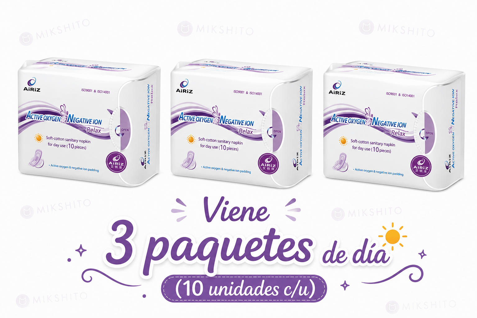 Set de Toallas Higiénicas Airiz x 6 Paquetes – Día y Noche