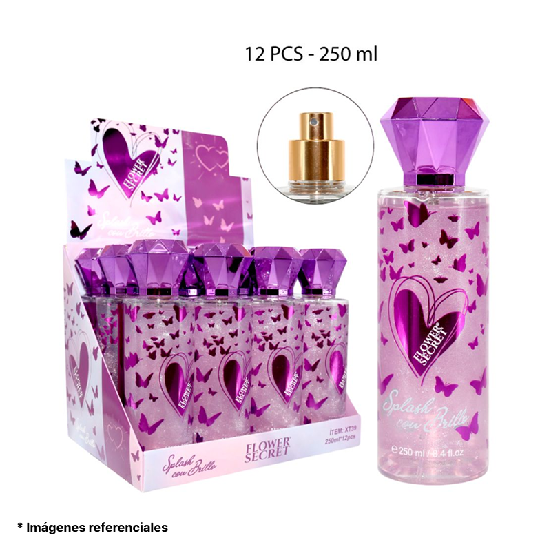 Splash Con Brillo Flower Secret 250ml x 12pc