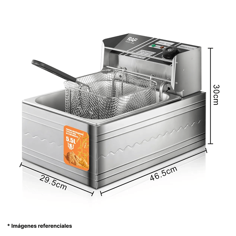 Freidora Electrica Profunda En Aceite RAF De Acero Inoxidable De 6 Lt R5220