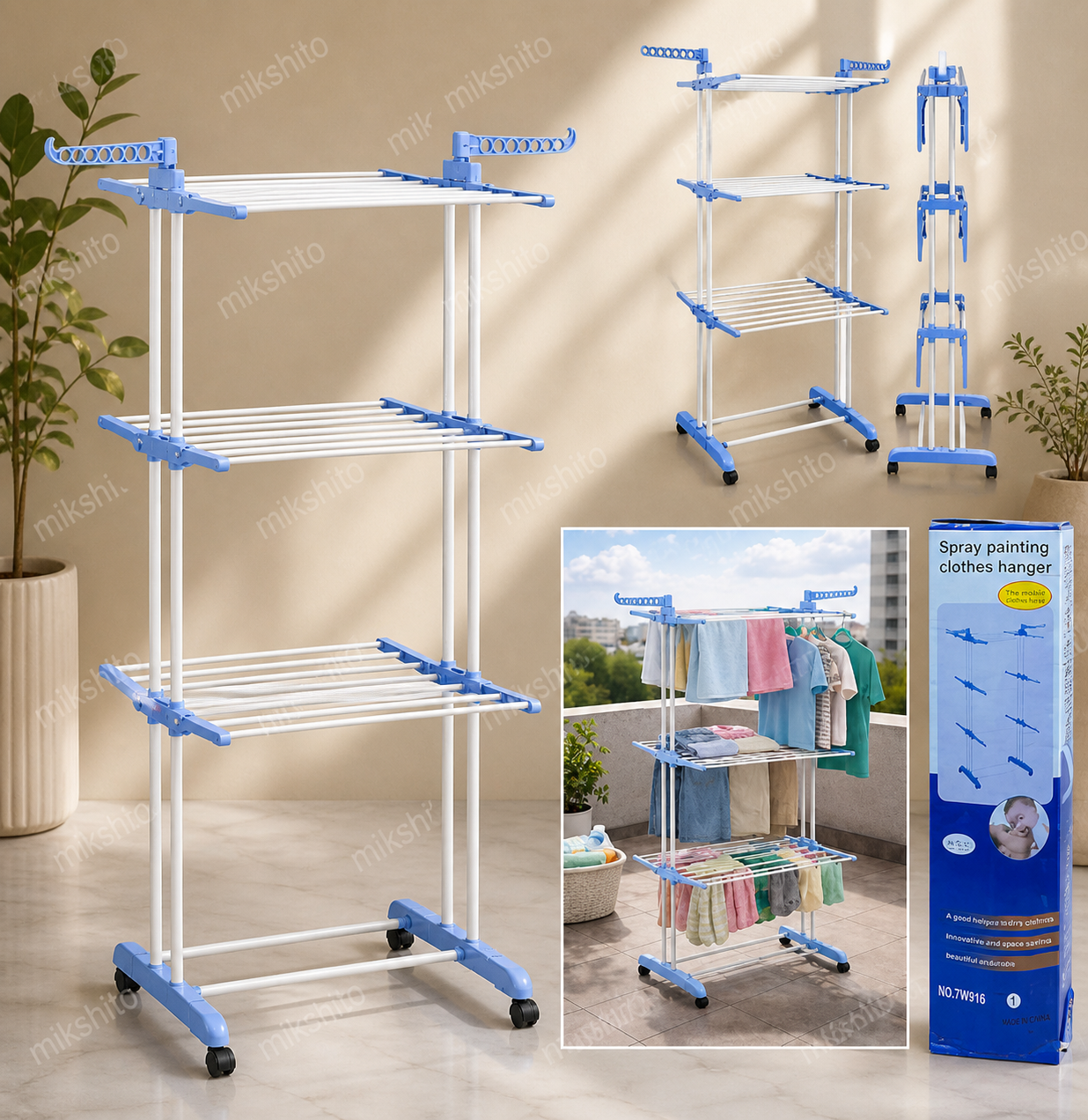 Colgador Tendedero Organizador de Ropa 4 Niveles Plegable