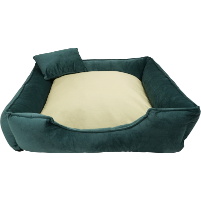 CAMA PARA PERRO Y GATO BICOLOR: VERDE Y VERDE OSCURO