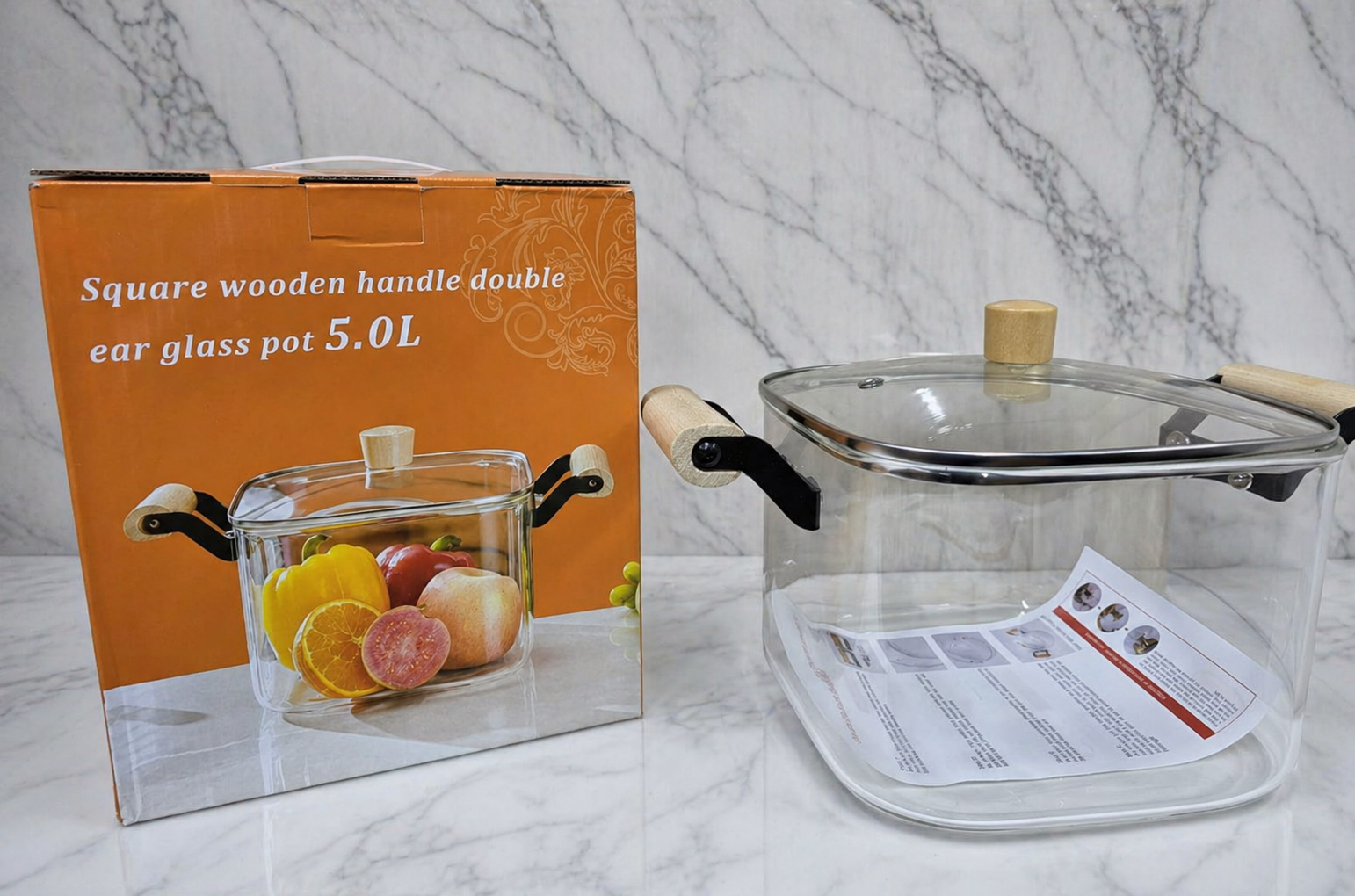 Olla de Vidrio 5L Borosilicato para Cocina Saludable