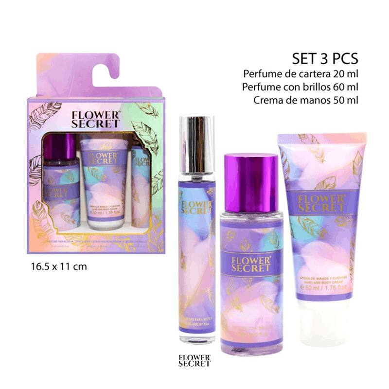 Splash Con Brillo 60ml + Crema De Manos Y Cuerpo 50ml + Perfume Mujer 20ml- Set De 3pcs / 2