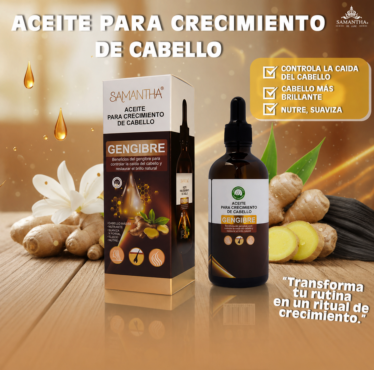 Aceite de Jengibre para Crecimiento de Cabello Samantha