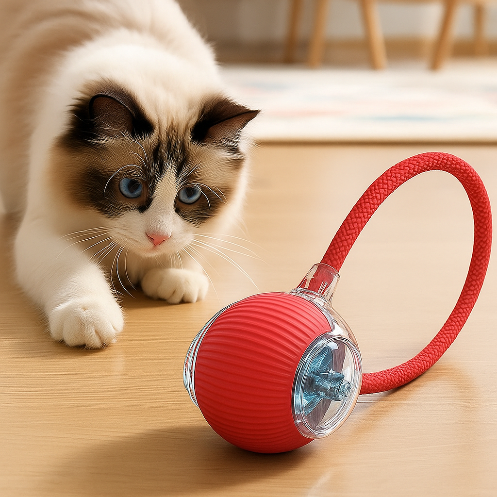 Pelota interactiva para gatos con movimiento inteligente y recarga USB