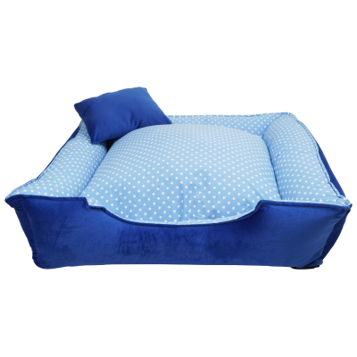 CAMA PARA PERRO Y GATO COLOR AZUL CON ESTRELLITAS