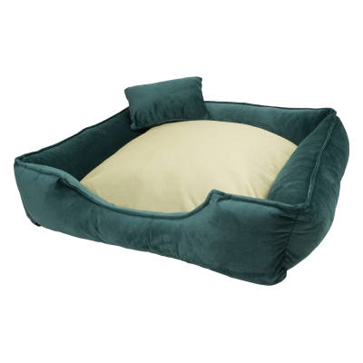 CAMA PARA PERRO Y GATO BICOLOR: VERDE Y VERDE OSCURO