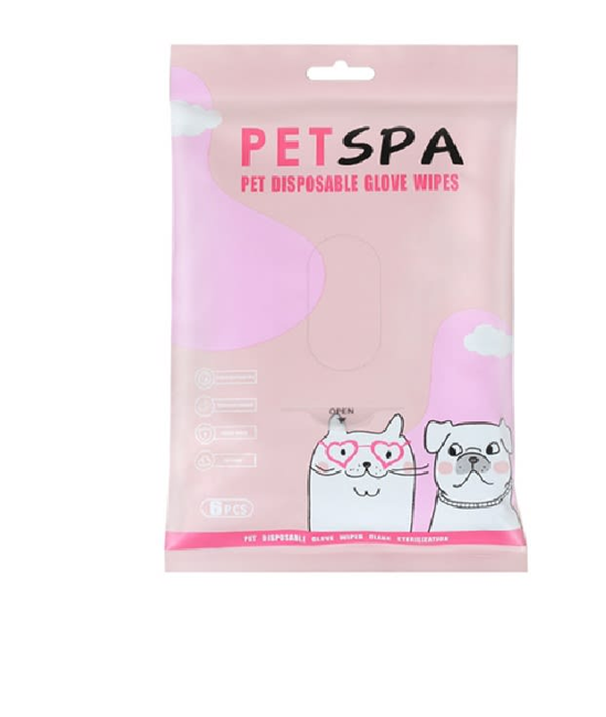 Paquete de 6 guantes húmedos para baño en seco para gatos y perros
