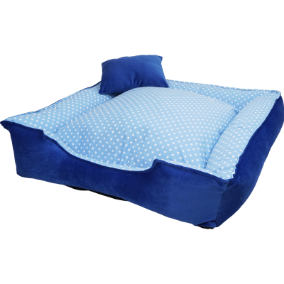 CAMA PARA PERRO Y GATO COLOR AZUL CON ESTRELLITAS