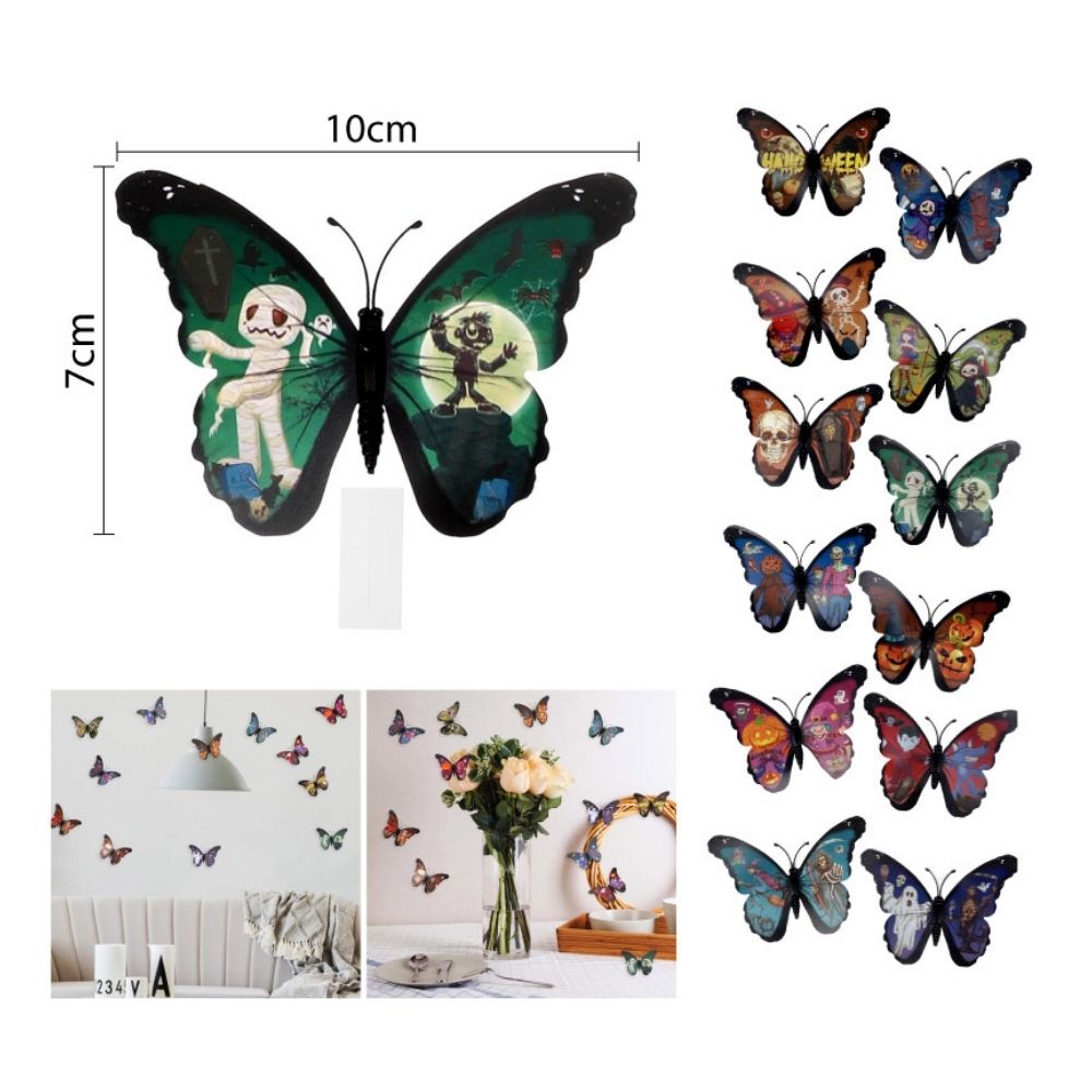 Mariposas Decorativas con Imán Halloween – Pack de 12 Unidades