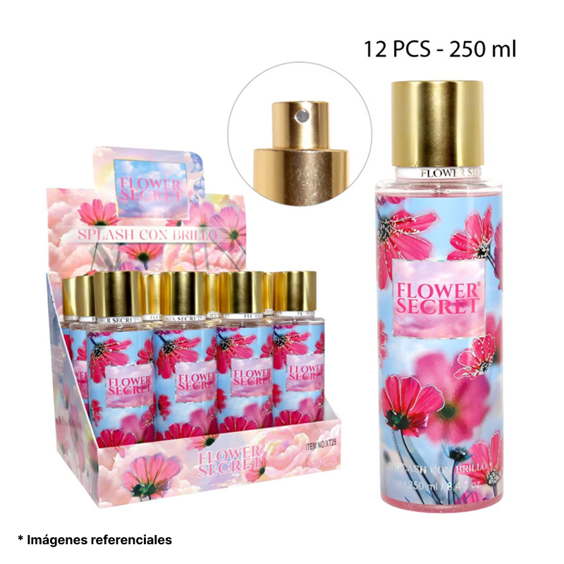 Splash Con Brillo Flower Secret 250ml 12 piezas