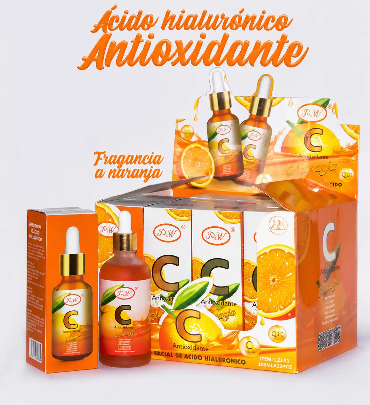 Suero Antioxidante Ácido Hialurónico P&W. con Fragancia Naranja