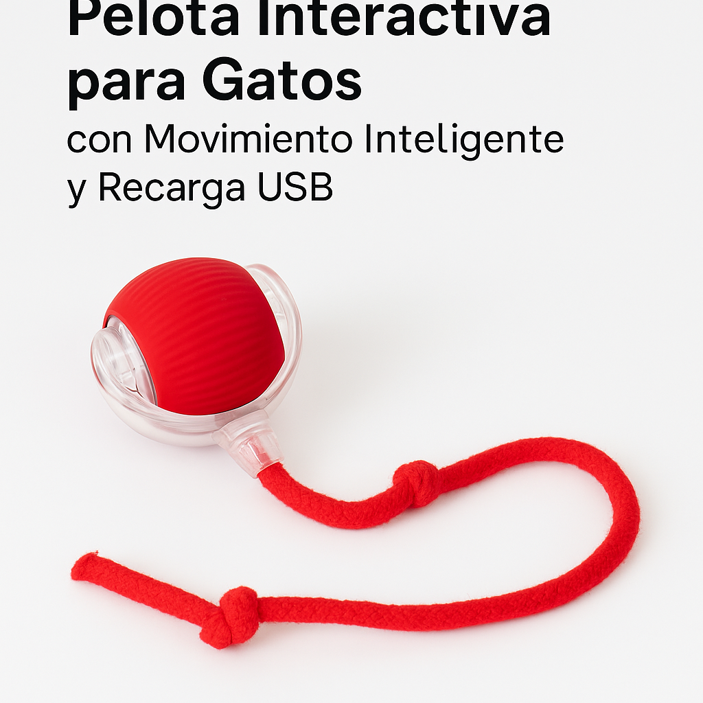 Pelota interactiva para gatos con movimiento inteligente y recarga USB